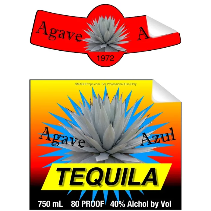 Agave Azul Tequila Single Self Adhesive Label – License and Royalty Free for Film Use