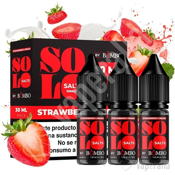 Bombo Solo SALT 10ml – Strawberry Cream – 20mg pack de 3 Pieces
