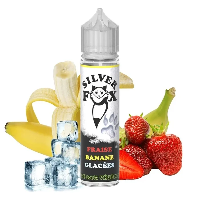 E-LIQUIDE FRAISE, BANANE GLACÉES – SILVER FOX 100% VÉGÉTALE 50 ML.