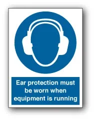 Ear protection must be worn when equipment is running