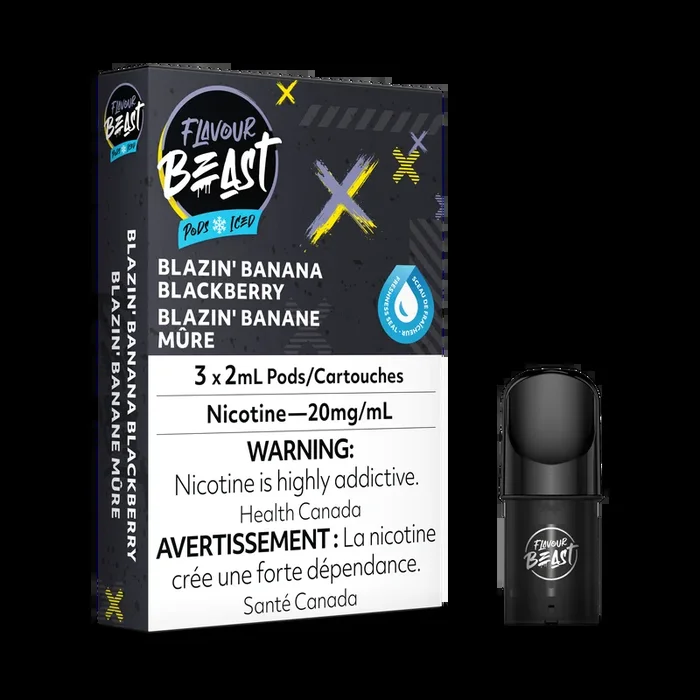 Flavour Beast Flow Pods – Blazin Banana Blackberry Iced (Compatible With STLTH)