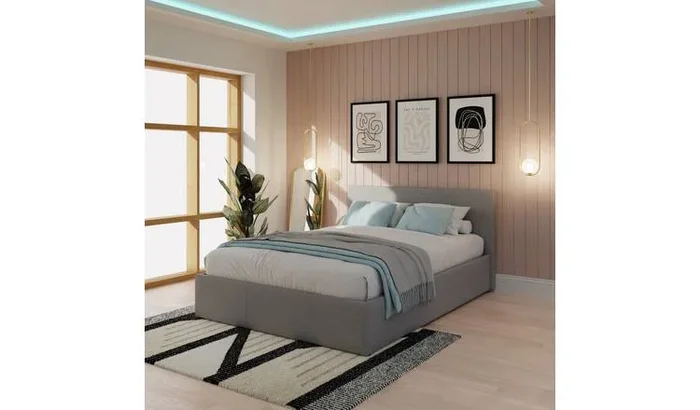 GFW End Lift Small Double Fabric Ottoman Bed – Grey