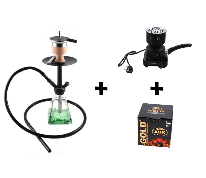 Hookah Shisha ( ABK-46-Amy Model ) + Zetla Hotplate Adjustable A13T + Gold ABK Cococharco 26x26mm