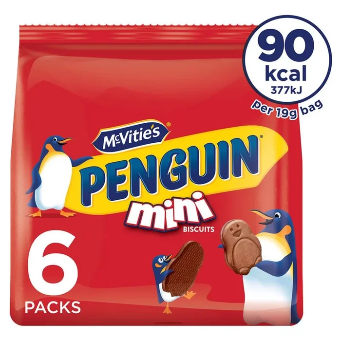 McVitie&rsquo;s Mini Penguin Milk Chocolate Biscuits Multipack 6x19g, 114g