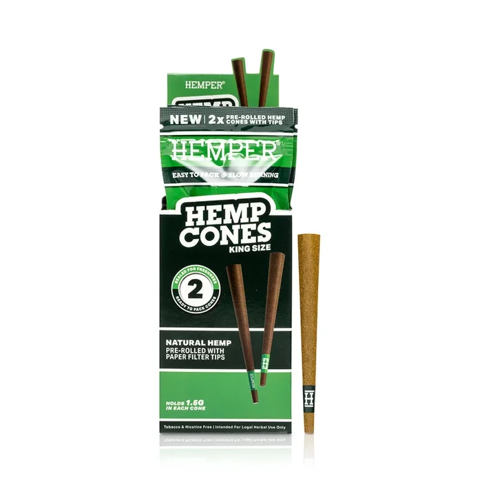 Pre-Rolled King Size Paper Tip Hemp Cones | 2PK