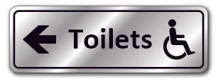 Prestige Silver – Toilets + Disabled Symbol & Arrow Left Sign