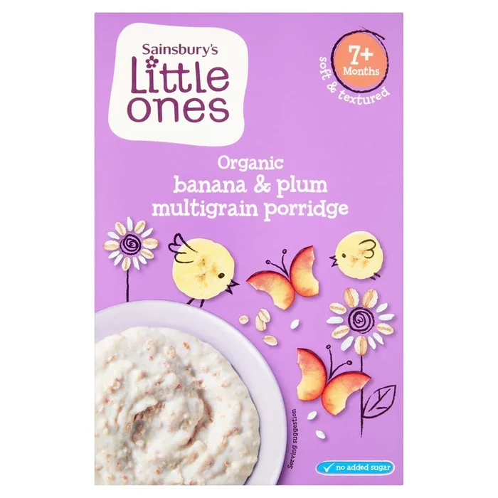 Sainsbury&rsquo;s Little Ones Organic Banana & Plum Multigrain Porridge 7+ Months 200g