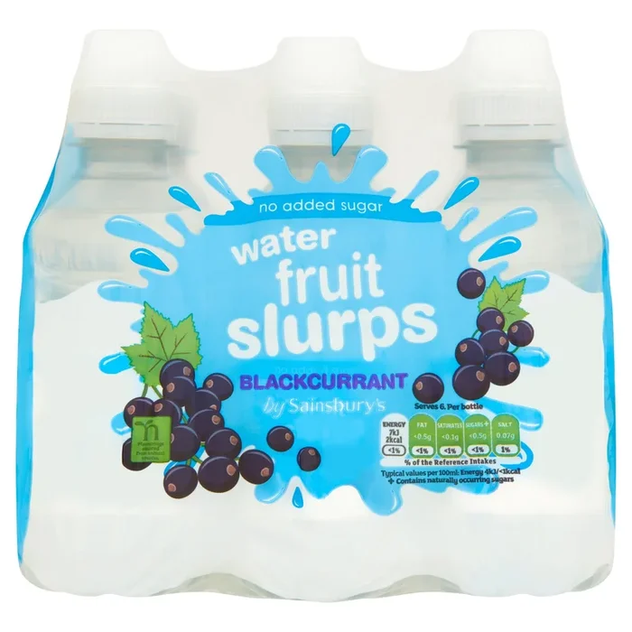 Sainsbury&rsquo;s No Added Sugar Mineral Water Fruit Slurps Blackcurrant Flavoured 6 x 250ml