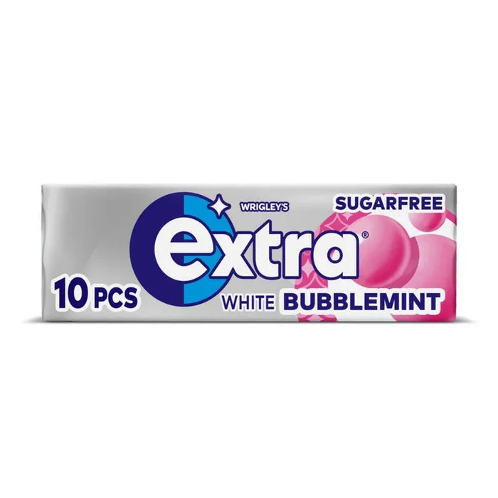 Wrigley&rsquo;s Extra White Bubblemint Chewing Gum Sugar Free 10 Pieces